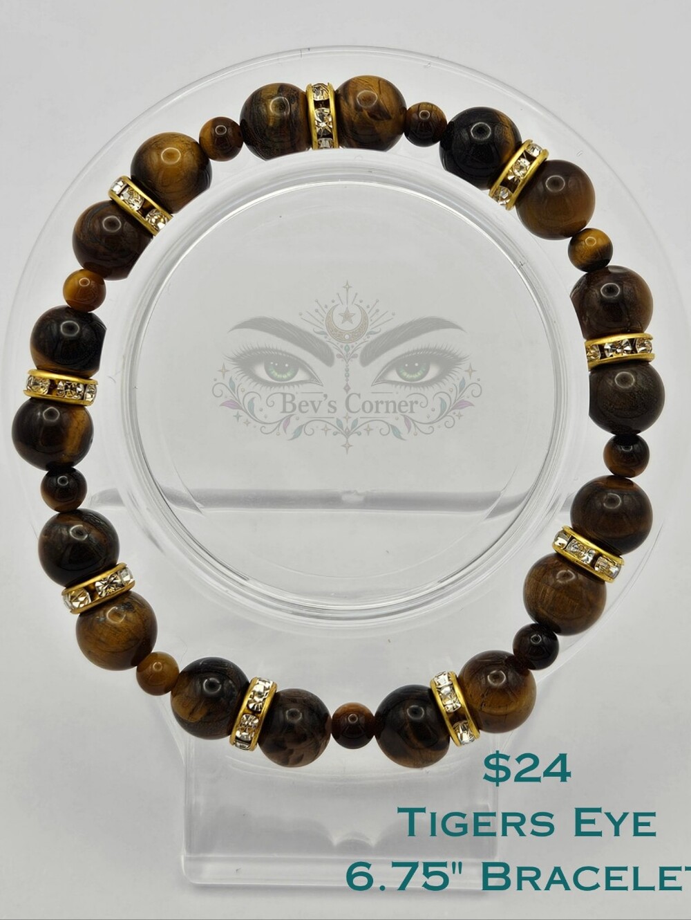Handmade Gold-Accented Tiger's Eye Stretch Bracelet